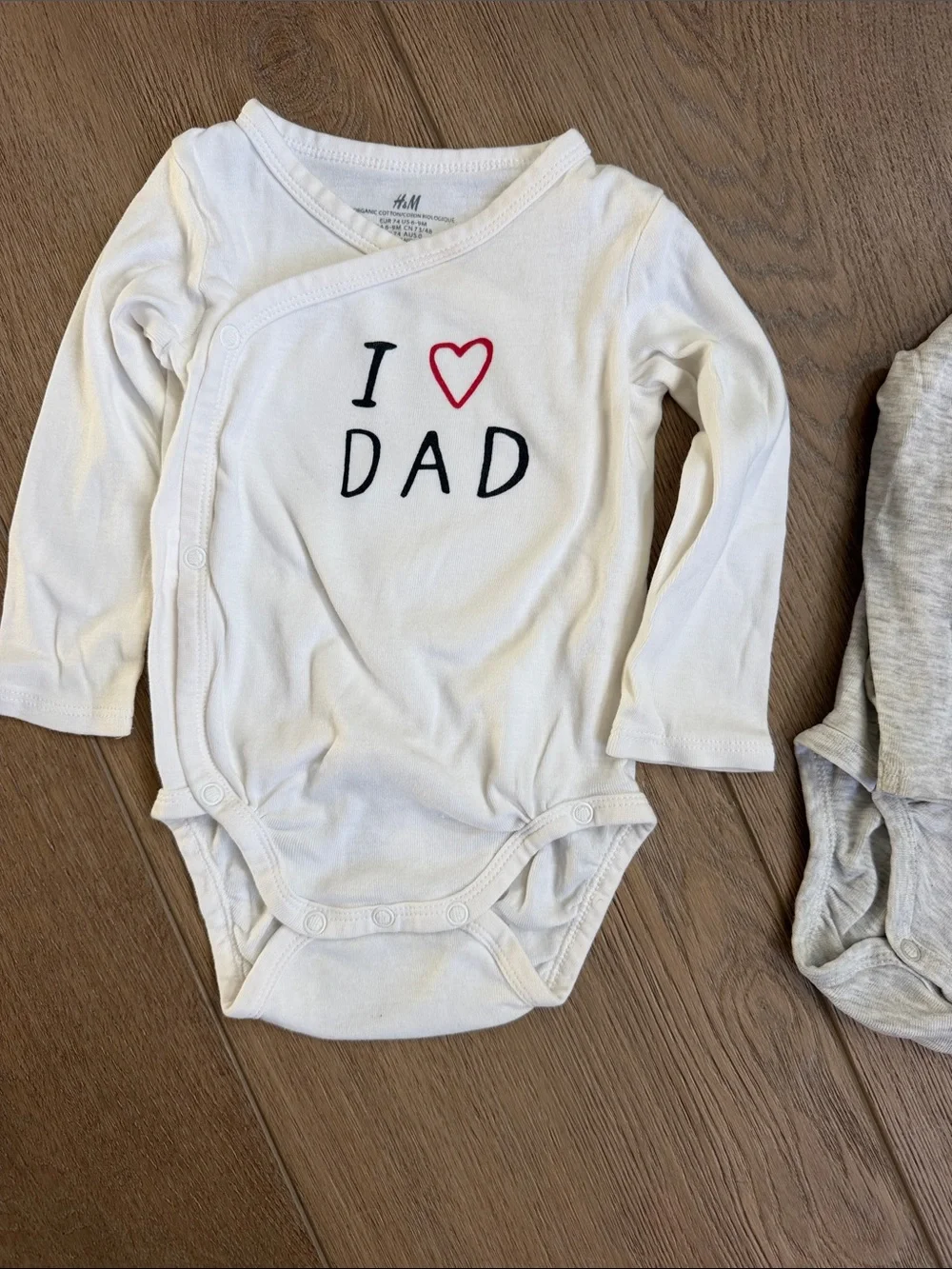 H&M Baby Bodysuits - White & Light Gray with Red Heart Prints